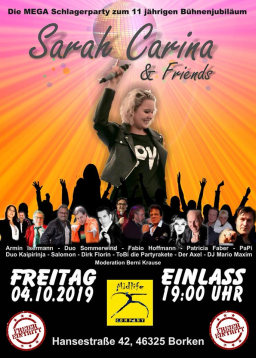 11-j&auml;hriges B&uuml;hnenjubil&auml;um Sarah Carina & Friends