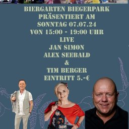 Biergarten Biegerpark pr&auml;sentiert Live Jan Simon, Alex Seebald und Tim Berger