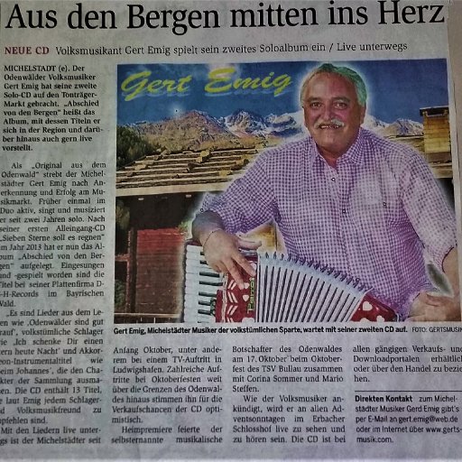 Zeitungs Bericht Aus den Bergen mitten ins Herz.