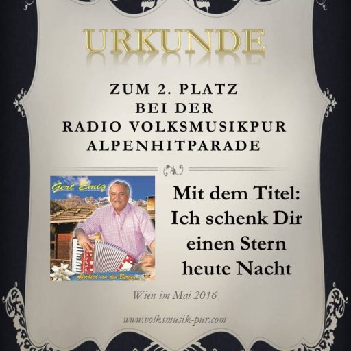 Zweiter Platz bei der Radio Volksmusik Pur Hitparade