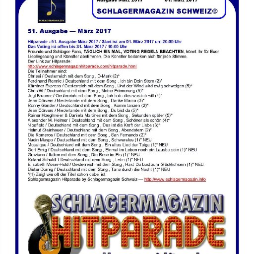 Schlagermagazin Hitparade Schweiz