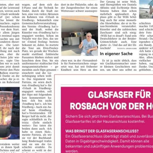 Wetterauer Zeitung 6.8.22 Schlagersaenger Leben im Ort 