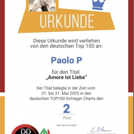 Urkunde DDTOP100 - Paolo P - Amore ist Liebe